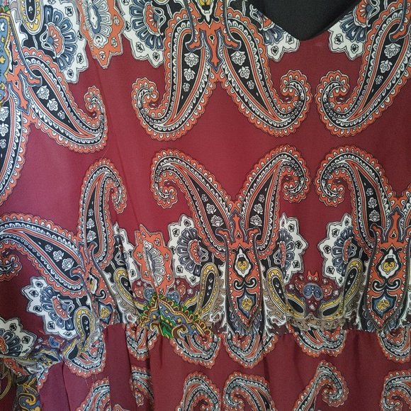 Avon Signature Collection Midi Dress Maroon Paisley Print - Picture 4 of 6